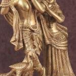 Pure Brass Radha Krishna with Peacock Idol 16" | Divine Love Sculpture | Intricate Craftsmanship | 9.44 kg Spiritual Elegance | Home Altar Decor Masterpiece